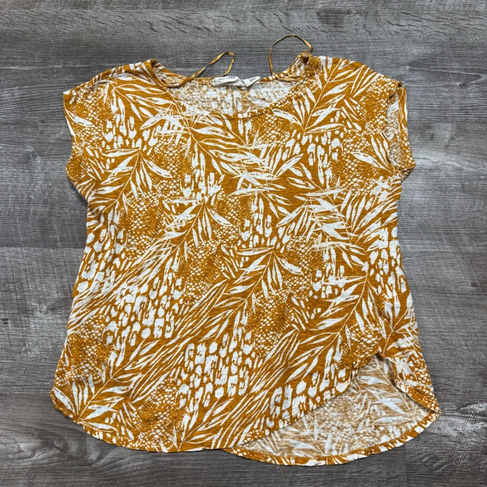 Christian Siriano 100% Linen Short Sleeve Shirt Size Medium